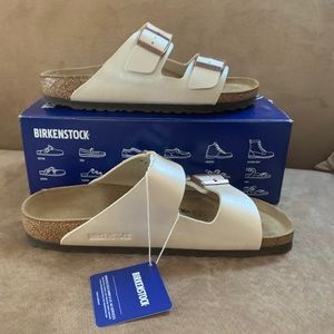 NIB Birkenstock Arizona Graceful Pearl White Slide